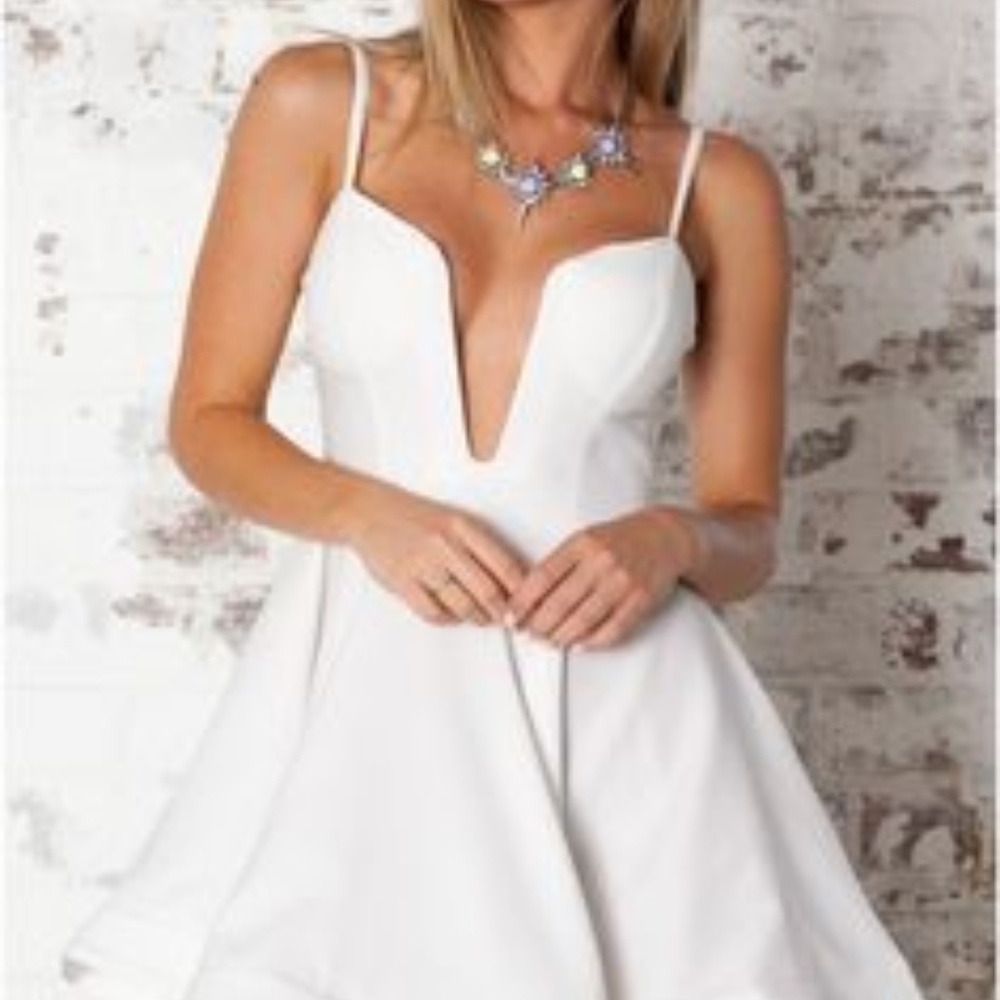 Showpo White Sweet Surprises Plunge Dress